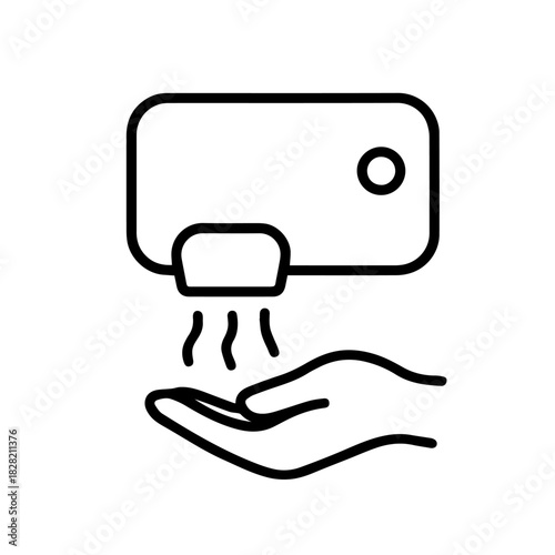 hand dryer vector line icon on a white background Vector line icon on a white background