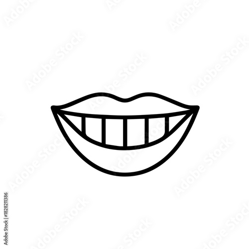 smile with teeth vector line icon on a white background Vector line icon on a white background