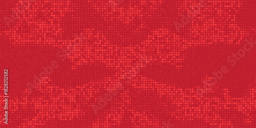 Vector Red Tech Finance Fintech Background. Abstract Pixel Pattern. Digital Business Technology or Science Research Presentation Backdrop.