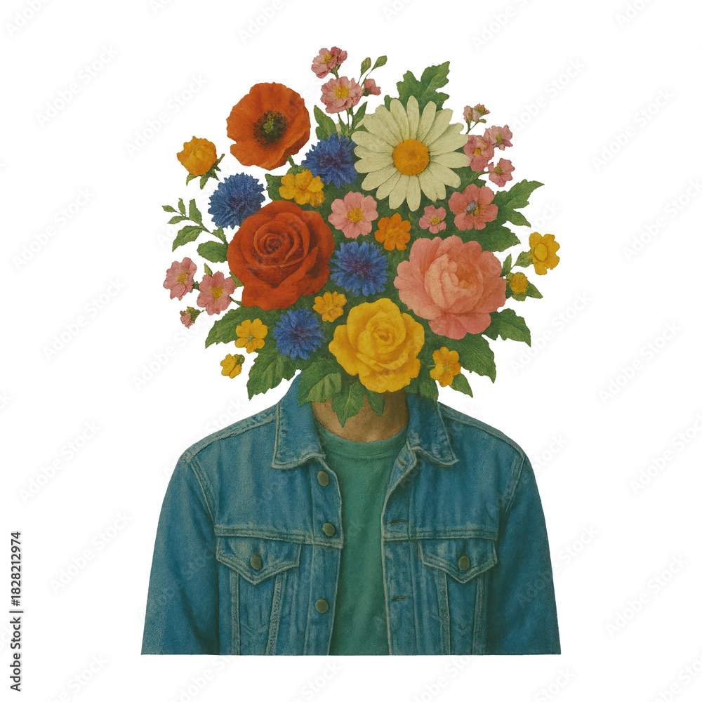 Naklejka premium PNG Floral head surreal art