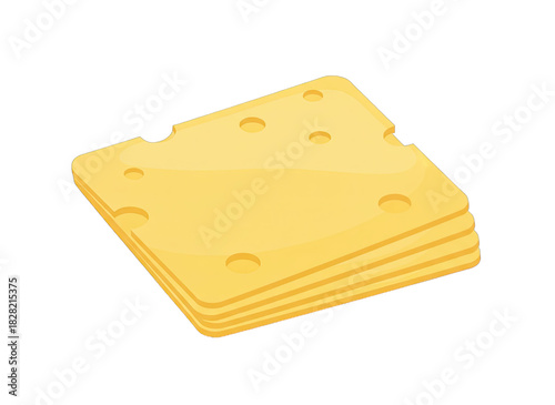 Stack Of Sliced Yellow Cheese With Holes Isolated On Black Background
