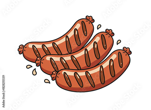 Three Fully Grilled Sausages With Grill Marks Isolated On A Transparent Background With A Hint Of Smoke And Juice Splatter Detailed Pixel Art Style