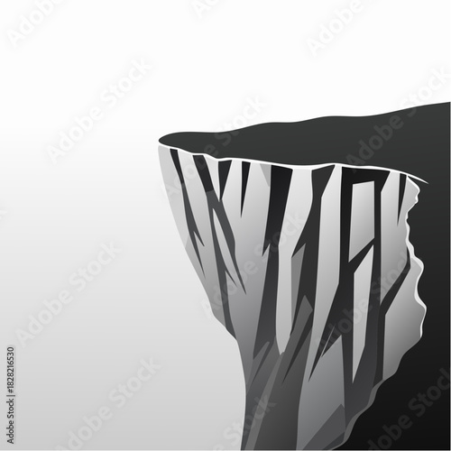 Dramatic cliff edge illustration against a blank white background adding dynamic visual effect