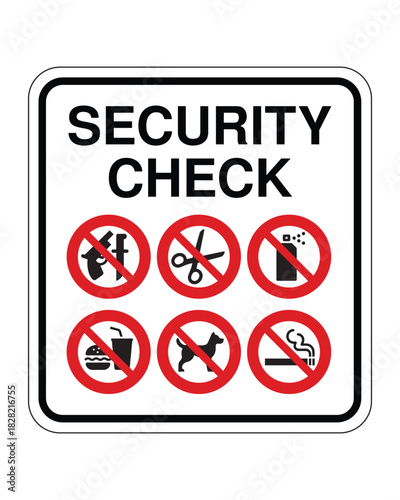 Security Check Sign – Prohibited Items Icons