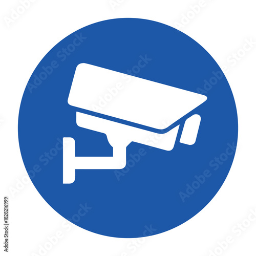 Surveillance Camera Icon – Blue Circle Monitoring Symbol