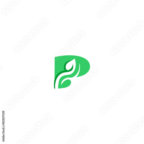 A clean green-leaf letter logo with natural curves and fresh organic style. Designed for eco-friendly branding that highlights growth, purity, and a modern monogram identity.