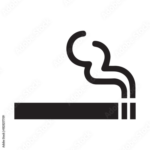 Smoking Icon – Black Silhouette Cigarette Symbol