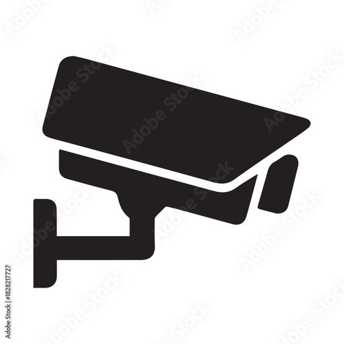 Surveillance Camera Symbol – Black Silhouette Monitoring Icon