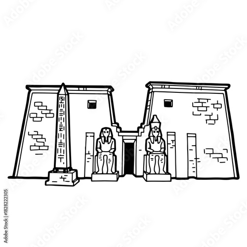 Luxor Temple Illustration: Ancient Egyptian Architecture and Landmarks.