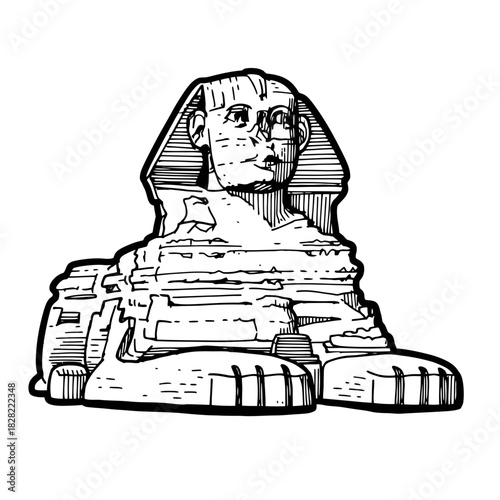 The Great Sphinx of Giza: Ancient Egyptian Landmark Illustration.