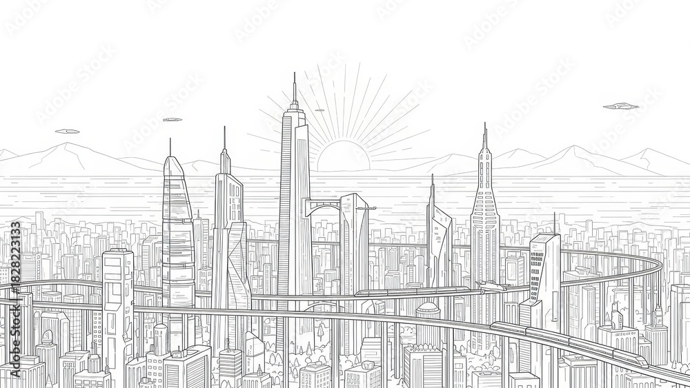 Fototapeta premium vector illustration of a city