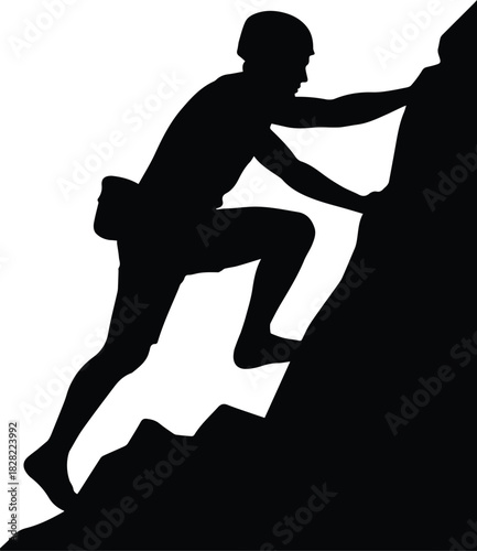 Mountain climber icon silhouette