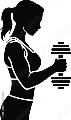 Woman lifting dumbbell icon