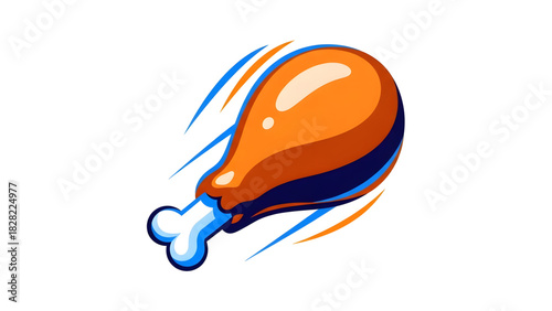 Fast Food Chicken Drumstick Vector Icon: Quick Delivery and Snack Graphic