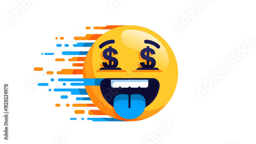 Fast Money Emoji Vector Illustration: Speed, Wealth, and Financial Success