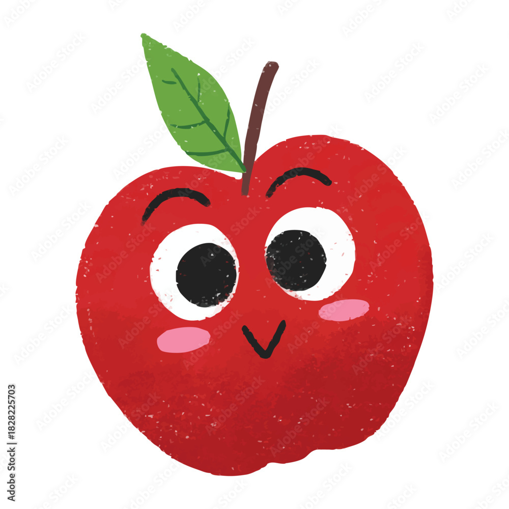 Obraz premium Illustration of cute apple fruit crayon symbol icon sticker cartoon expression