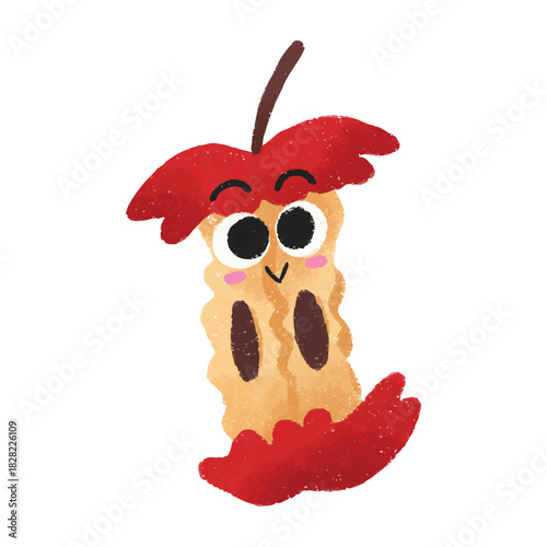 Illustration of cute apple fruit crayon symbol icon sticker cartoon expression