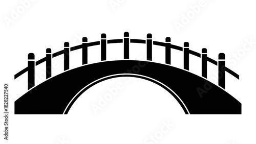 Arched Bridge Black Silhouette Icon - Connection & Pathway Symbol
