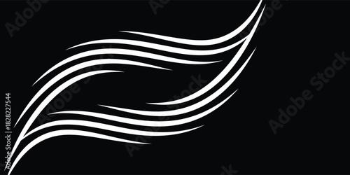 Dark Fox or Dog head and birds outline silhouette. Wolf eyes illustration