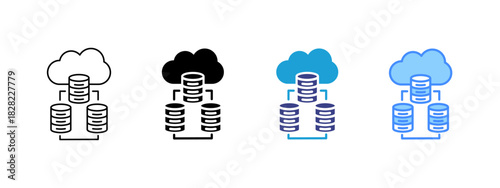 Data Center icon set multiple style collection