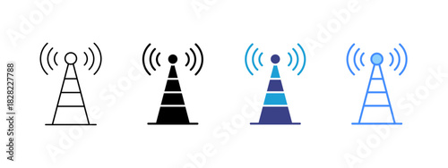 Signal Tower icon set multiple style collection