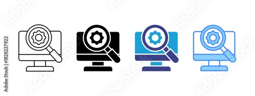 Search icon set multiple style collection