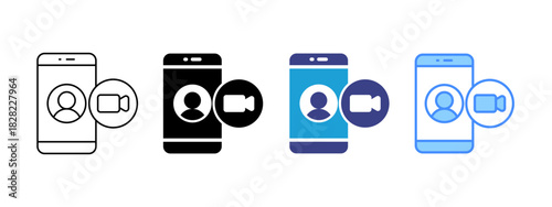 Video Call icon set multiple style collection