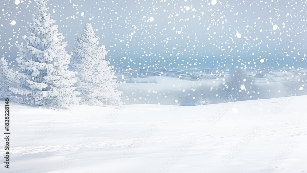 Fototapeta premium 雪が降る冬の森の風景