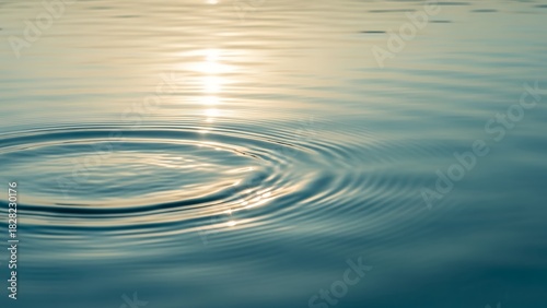 Beautiful Water Ripple Texture with Expanding Wave Rings on Clear Blue Water – Calm Ambient Background for Presentations
