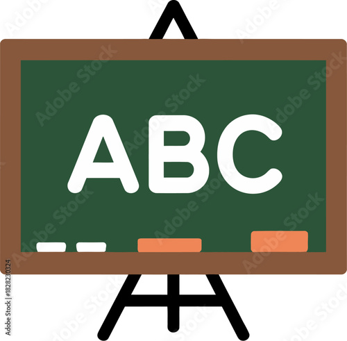 Chalkboard with abc and chalk, eraser