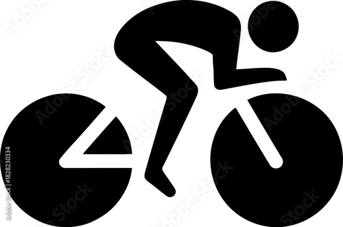 Cyclist on racing bike icon graphic