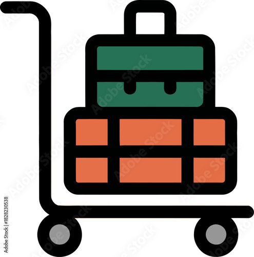 Luggage on a trolley icon graphic illustration