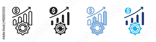 Process improvement icon set multiple style collection