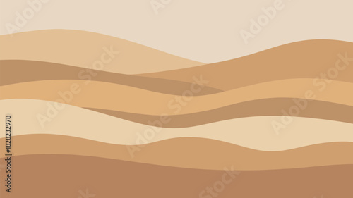 Dry desert landscape with hot sun over the vast dunes and sandy hills of the Sahara nature