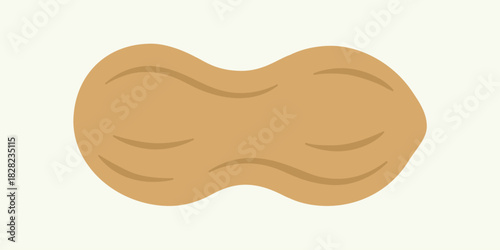 Simple, whole peanut in its shell, a common legume and healthy snack flat vector illustration.