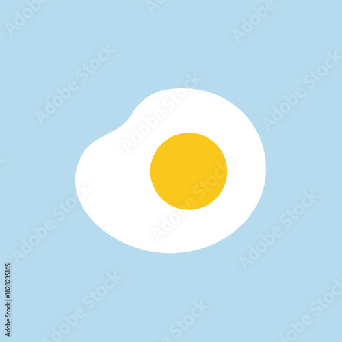 Simple flat vector illustration of a sunny-side-up fried egg with a bright yellow yolk and white albumen, perfect for breakfast.