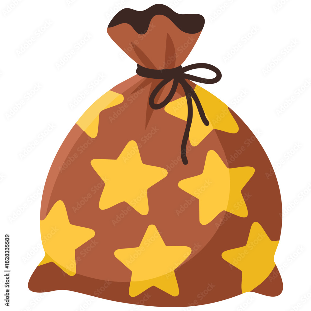 Naklejka premium Vector set of enchanted storybook items and illustrations with magic pouch isolated