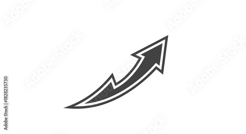 A dark gray arrow with a white outline curves upwards and to the right, indicating progress or growth.