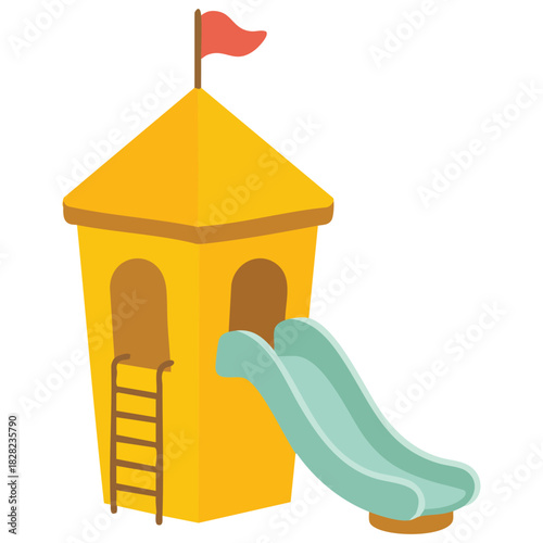Children playground slide isolated vector illustration on white background