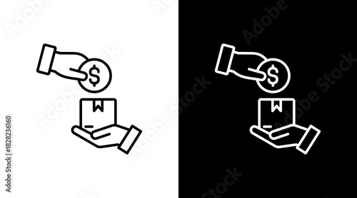 Cash On Delivery White Icon Set Design