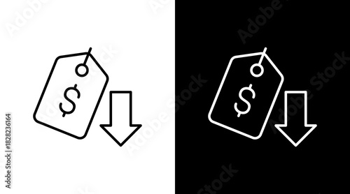 Price Drop White Icon Set Design