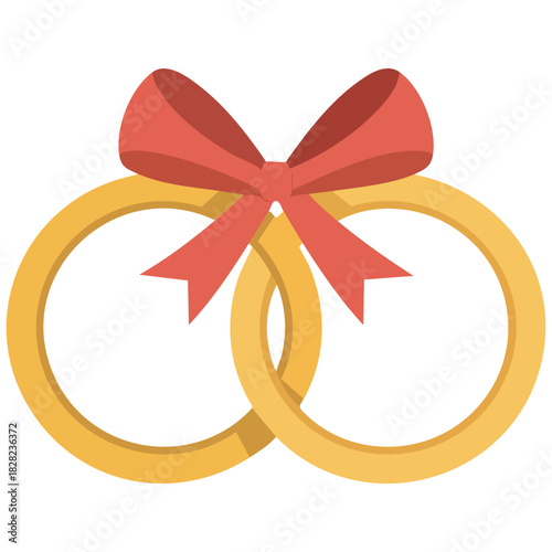 Golden marriage rings jewelry flat vector illustration isolated commitment