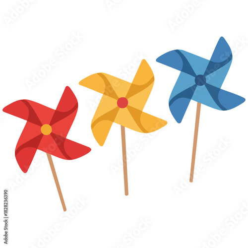 Colorful spinning pinwheel toy vector illustration isolated fun