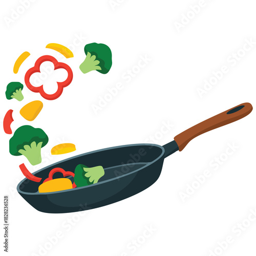 Chinese wok pan icon cartoon vector illustration for web design