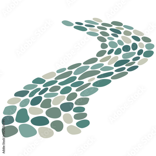 Serene landscape with winding stone path vector illustration