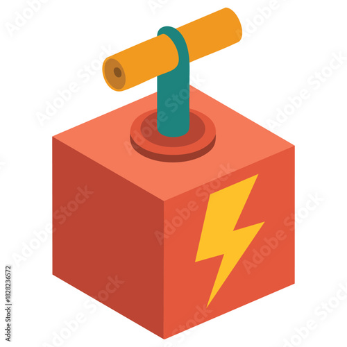 Dangerous TNT detonator box isolated vector illustration warning