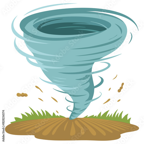 Destructive blue whirlwind leaving damage traces vector