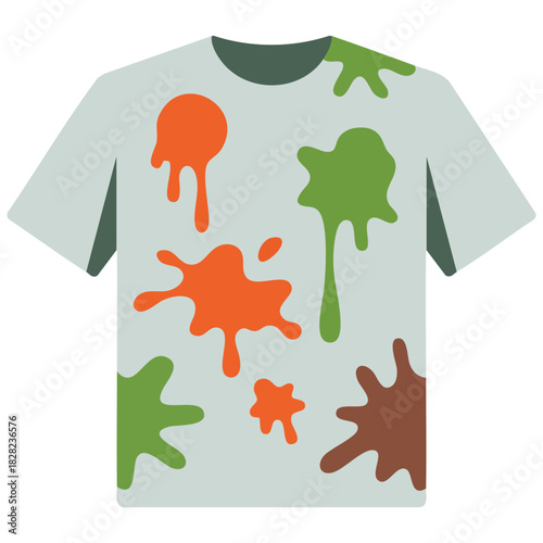 Dirty tshirt with food paint spots messiness concept vector