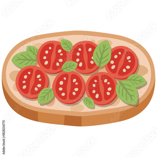 Italian bruschetta icon cartoon vector toast tomato bacon