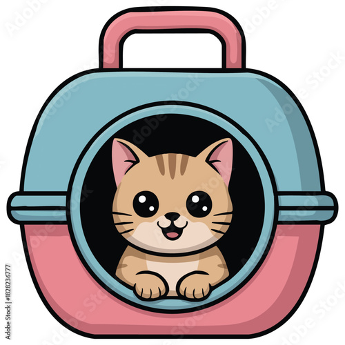 Cat carrier box icon cartoon vector pet case travel container